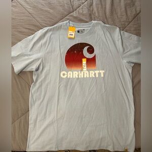 Carhartt Men's Light Blue Tee with  Logo